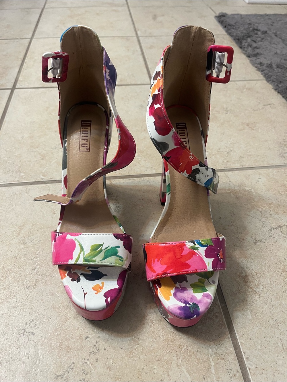Dolce Vita Floral Print Platform Heels in Pink, Purple, Green